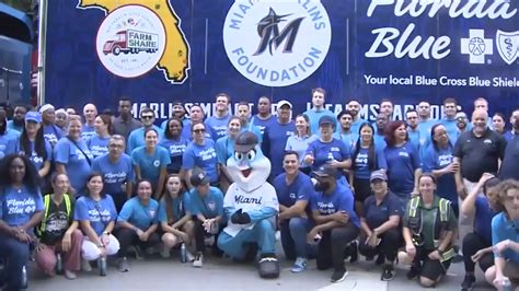 Miami Marlins Florida Blue Start Food Drive At Loandepot Park In Miami