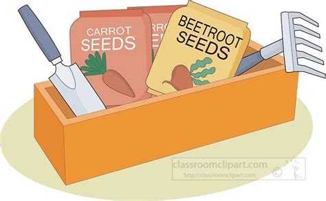 Vegetable Seed Packets With Tools In A Box Clipart Classroom Clip Art