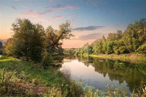 Pink sunset over river stock photo. Image of cloud, autumn - 46969874