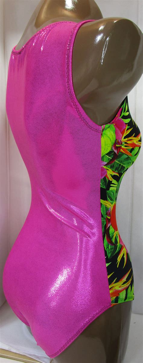 Island Tropical Floral In The Pink Flipflop Leos Gymnastics Leotard