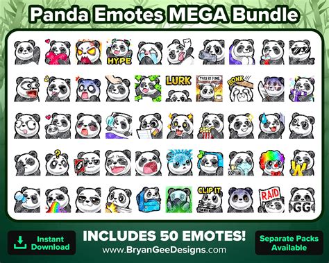 Panda Bear Twitch Emotes Mega Bundle For Streaming Youtube Emotes