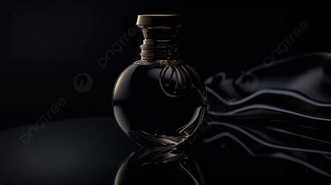 Frasco De Perfume Negro Sobre Un Fondo Oscuro Frasco De Perfume Negro