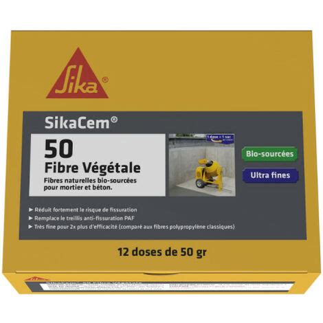 SIKA SikaCem 50 Fibra Vegetale Per Calcestruzzo E Malta 12 Dosi Da 50 G