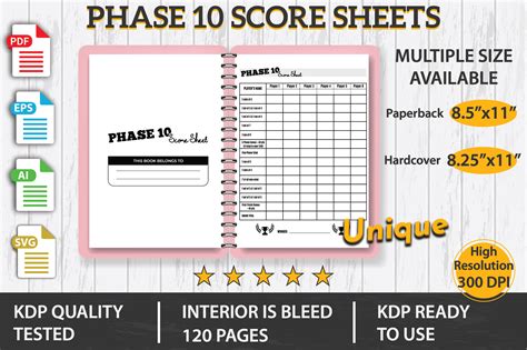 Phase 10 Score Sheets Phase 10 Card Game Phase 10 6