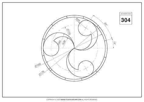 2D CAD EXERCISES 304 - STUDYCADCAM Autocad Free, Autocad Isometric ...