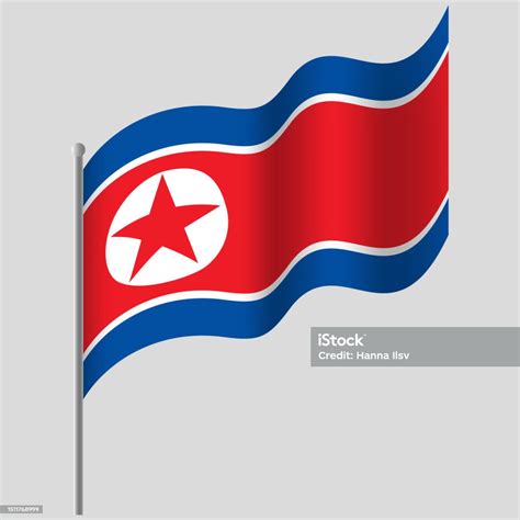 Mengibarkan Bendera Korea Utara Bendera Korea Di Tiang Bendera Lambang ...