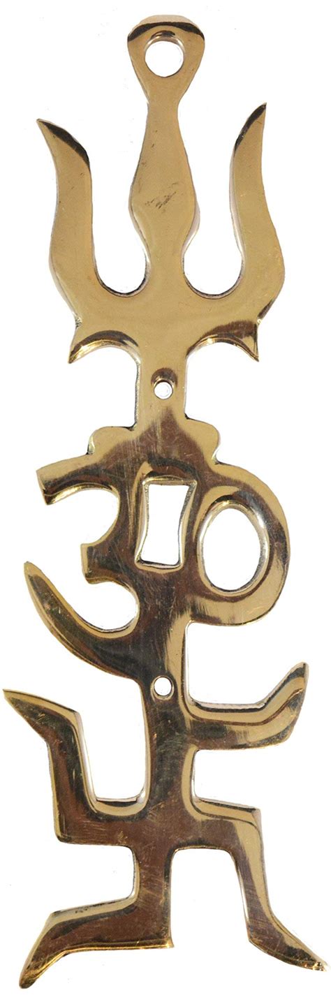 Buy Trishakti Trishul Om Swastik Hindu Religious Brass Idol Murti Vastu