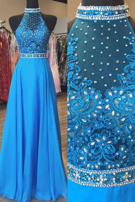 Halter Neck Long Chiffon Prom Dresses Crystals Beaded Women Party Dresses On Luulla