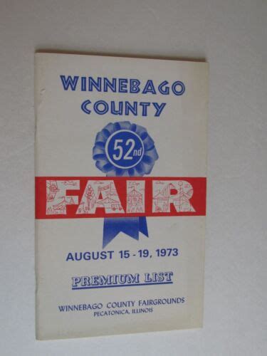 Sba62 Vintage 1973 Winnebago County Fair Premium List IL Illinois