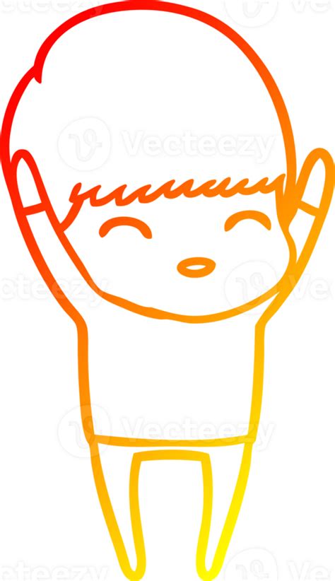 Warm Gradient Line Drawing Happy Cartoon Boy 45276982 Png