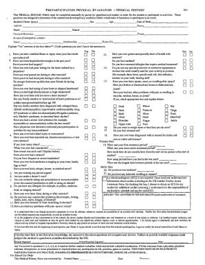 Fillable Online Pre Participation Physical Evaluation Form University