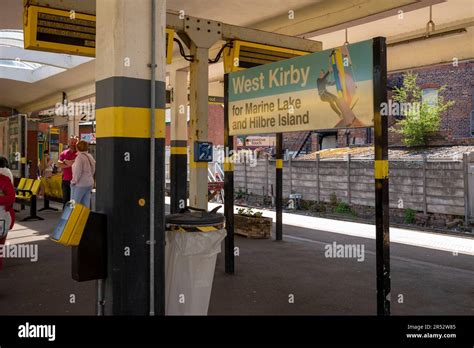 West Kirby Beach, The Wirral, Merside, UK. West Kirby railway station ...