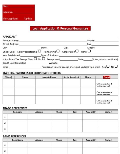 Business Loan Application Form Templates Free Report Templates