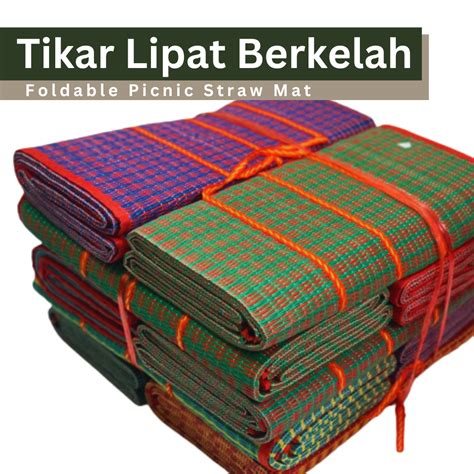 Foldable Picnic Straw Mat Tikar Lipat Kalis Air Boleh Ikat Buat