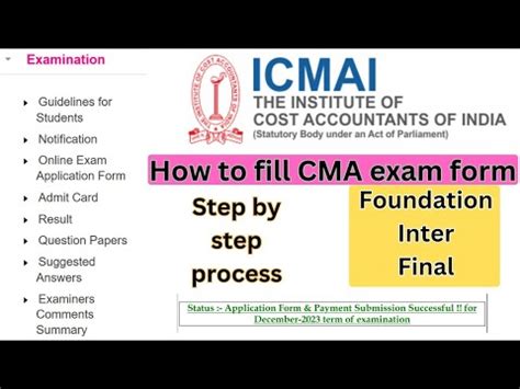 How To Fill Cma Foundation Inter Final Dec Exam Form Step By