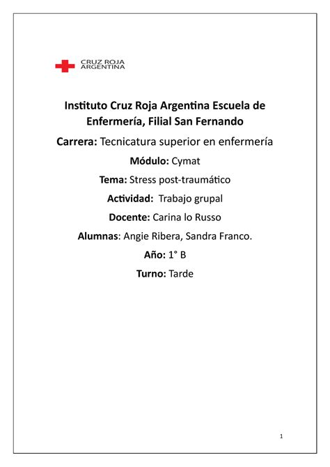 Stress Postraumatico Características Y Síntomas Instituto Cruz Roja