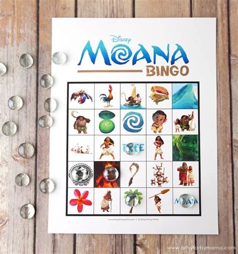 Free Printable Disney Moana Bingo Moana Themed Party Birthday Party