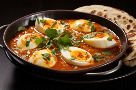 Premium Ai Image South Indian Style Egg Curry Recipe Closeup In A