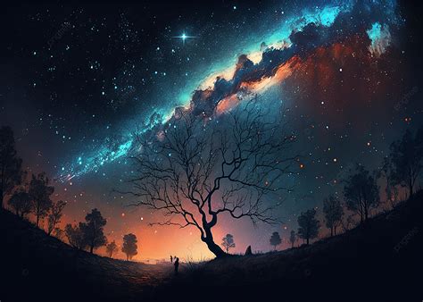 Night Starry Sky Colorful Dream Scene Background, Starry Sky, Dream ...