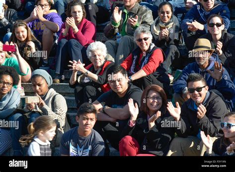 Crowd People Sitting In Bleachers Hi Res Stock Photography And Images