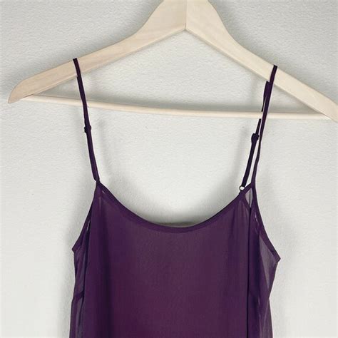 Vintage Y K Purple Sheer See Through Lingerie Slip Ch Gem