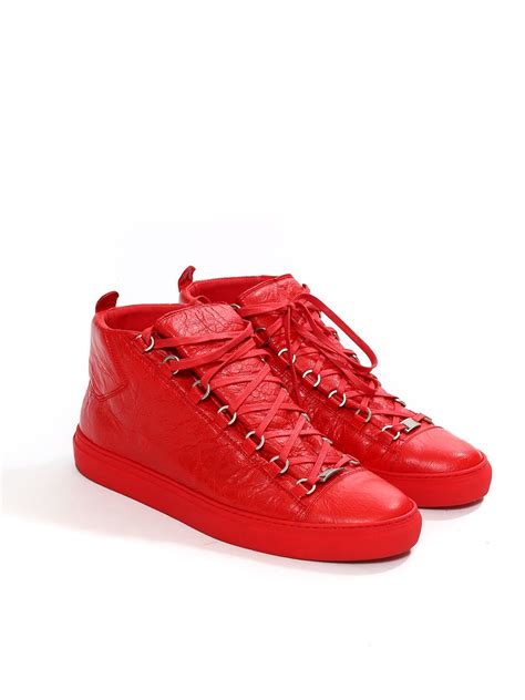 Boutique Balenciaga Baskets Hautes Arena En Cuir Rouge Prix Boutique