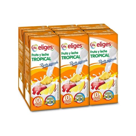 Pack 5 Uds Ifa Eliges Zumo Tropical Bebida De Frutas Y Leche 6 X 200