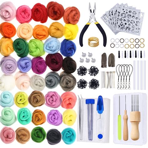 Jupean Beginner S Needle Felting Kit With Tools Wool Roving 40 Colors