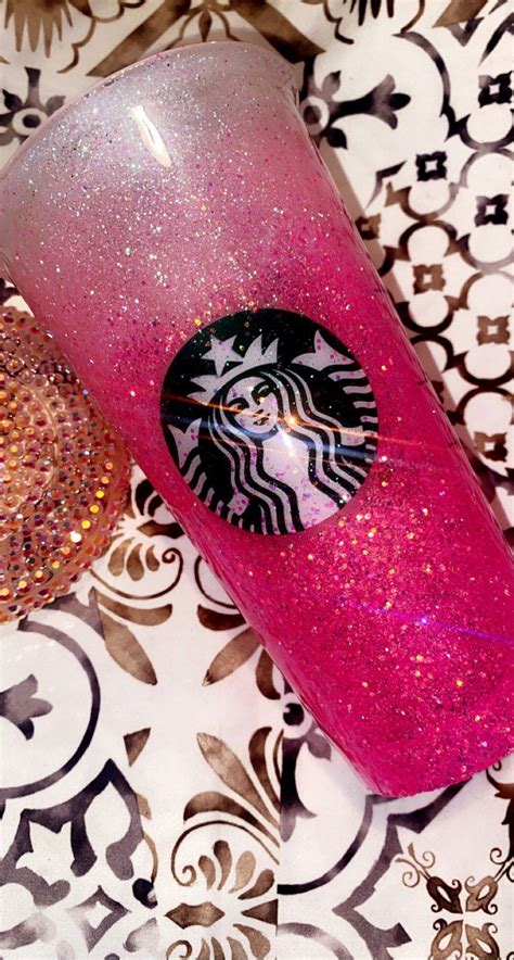 Hot Pink Bling Top Available Starbucks Cup Glitter Personalized