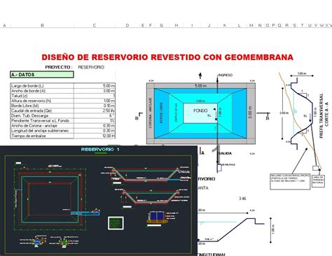 Expedientes Tecnicos Y Perfiles De Proyectos Diseño De Reservorio Con Geomembrana Excel Y Autocad