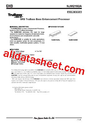 NJM2192AL Datasheet PDF New Japan Radio