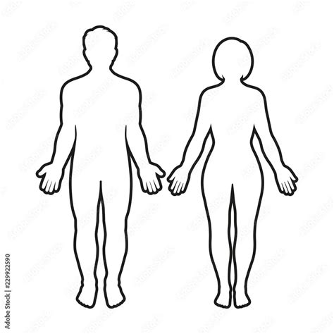 Outline Silhouette Of A Man And Woman On A White Background Stock