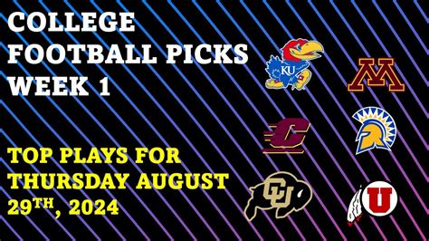 College Football Week 1 Picks And Predictions For Thursday August 29th