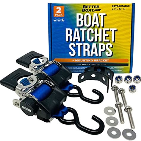 Stainless Steel Retractable Ratchet Straps Heavy Duty Set 2 Transom Tie