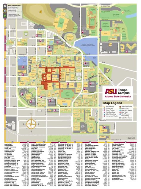 Arizona State University Tempe Campus Map United States Map