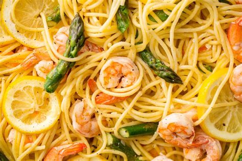 Best Lemony Shrimp And Asparagus Spaghetti Recipe How To Make Lemony