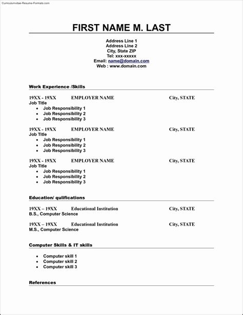 Basic Resume Examples Printable Resume Examples Wrenflyers