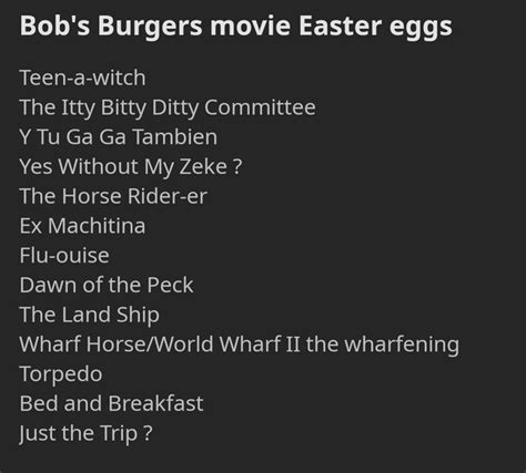 Easter Eggs/References in the Bobs Burgers movie : r/BobsBurgers