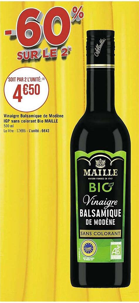 Promo Vinaigre Balsamique De Modène Igp Sans Colorant Bio Maille chez