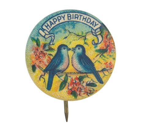 Happy Birthday Blue Birds | Busy Beaver Button Museum