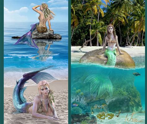 Mermaids Beach Digital Background Mermaid Png Fairy Tail Etsy Australia