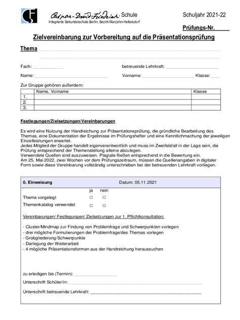 Ausf Llbar Online Zielvereinbarung Zur Vorbereitung Auf Fax Email