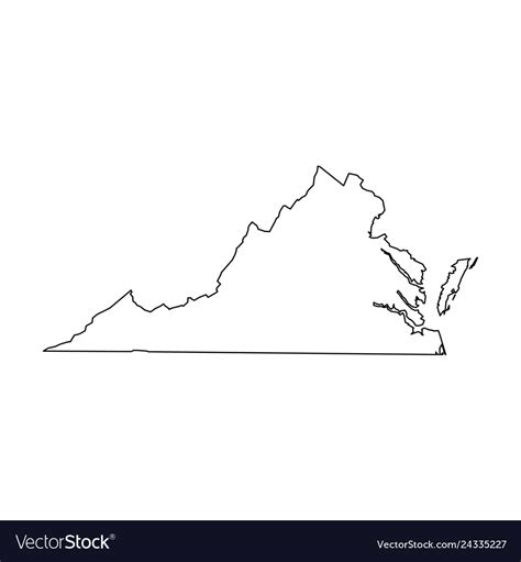 Virginia State Usa Solid Black Outline Map Vector Image | Virginia Map