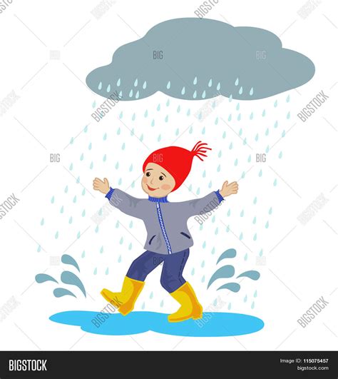 Boy Running Rain Vector And Photo Free Trial Bigstock