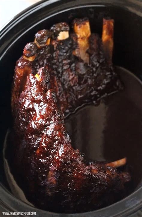 Easy Crock Pot Bbq Ribs Made In The Slow Cooker Video The Rising Spoon