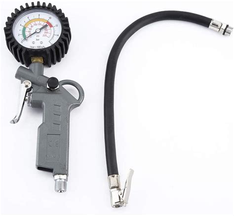 Air Pressure Gun With Air Pressure Gauge Pistol Shape Tire Inflator Gauge Alloy Air Hose 12