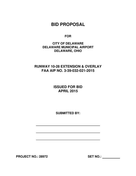 Printable Bid Proposal Template At Netestrellablog Blog