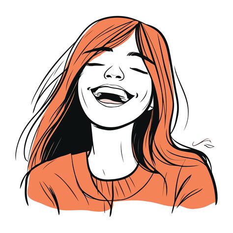 Portrait of a laughing girl with red hair. Vector illustration ...