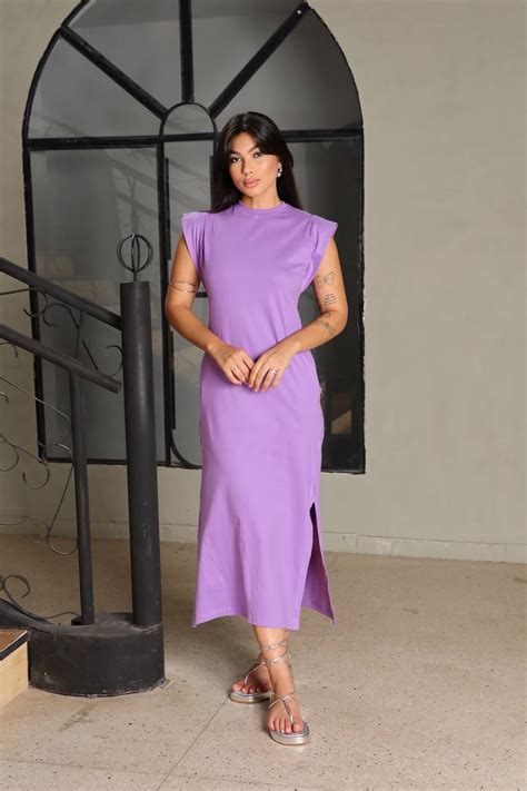 Vestido Midi Muscle Roxo Hipervioleta Valentt Fabrica De Moda