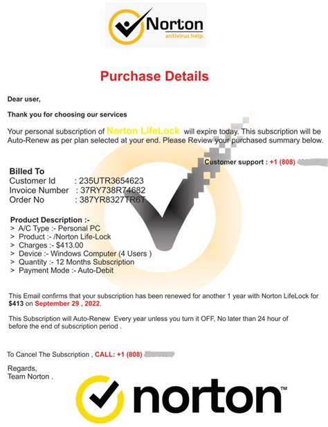 Norton Subscription Will Renew Today Email Scam Removal And Off